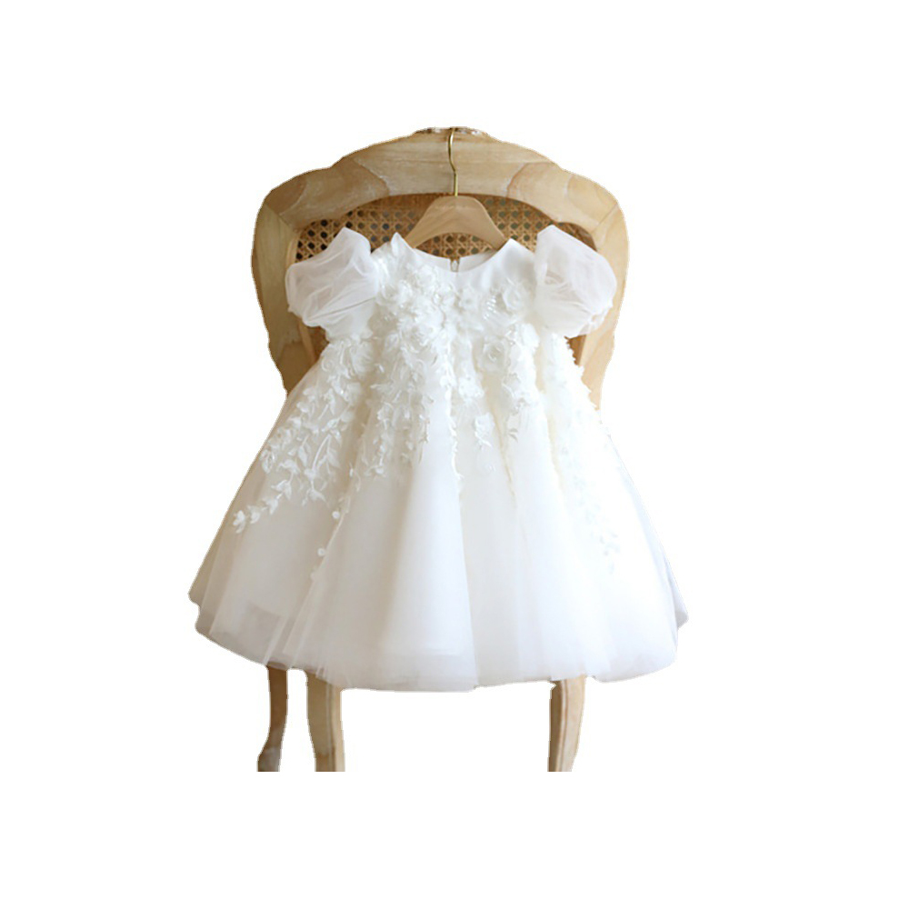 0-12 Years Boutique Girls Clothing Applique Hem Toddler Vestidos De Nia Baby Princess Prom Kids Party Dress With Solid F