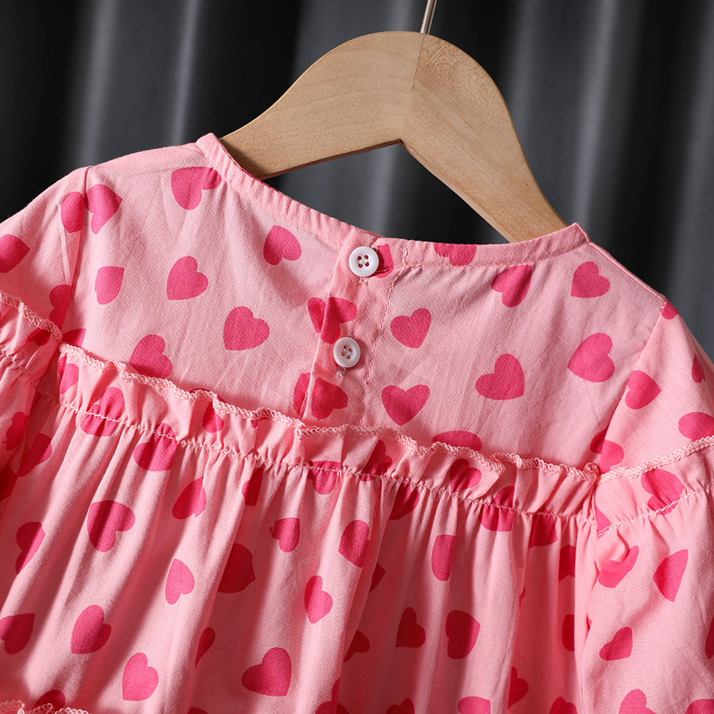 New Girls Lovely Shirt Cute Heart Printing Children's Long Sleeve Top Baby Clothing Little Kids Blouses & Shirts