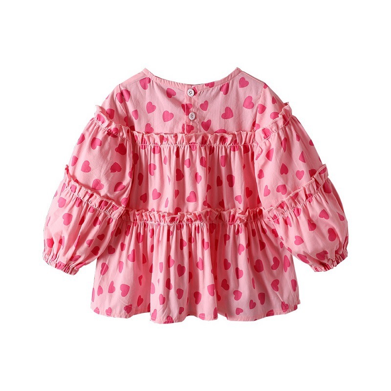 New Girls Lovely Shirt Cute Heart Printing Children's Long Sleeve Top Baby Clothing Little Kids Blouses & Shirts