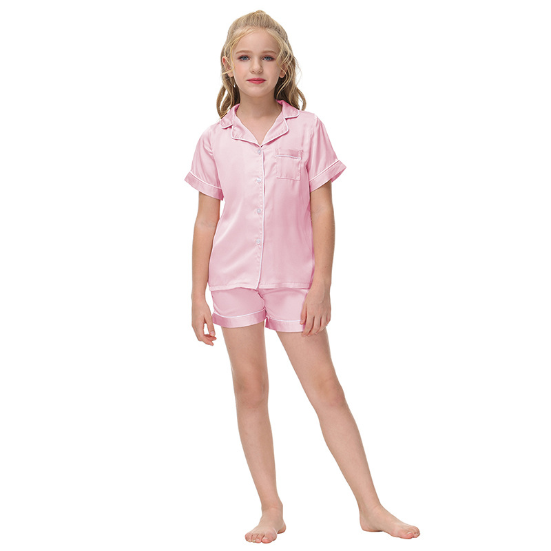 Summer Kid Lounge wear Two Pieces Satin Pajamas for Children 2 pcs Kids Sleepwear