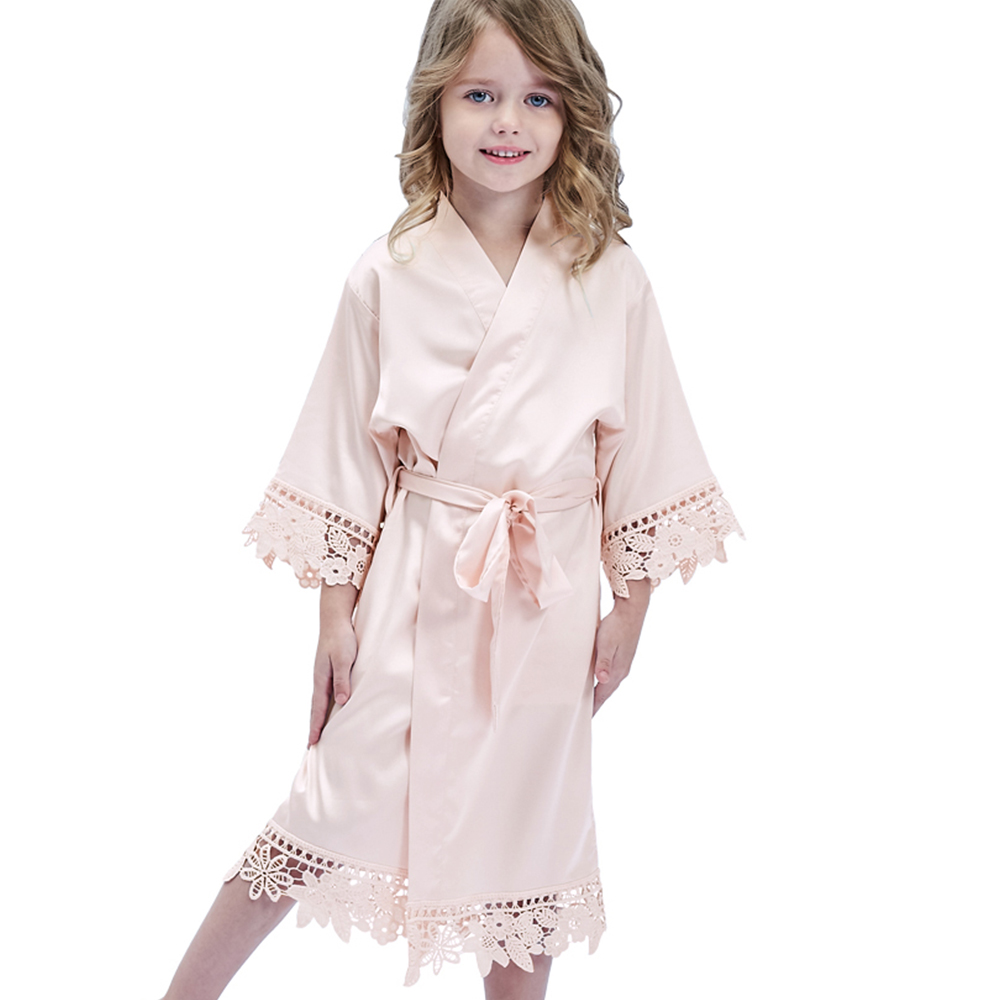 819  Kid Satin robe Children nightgown Children's lounge clothing Sleepwear