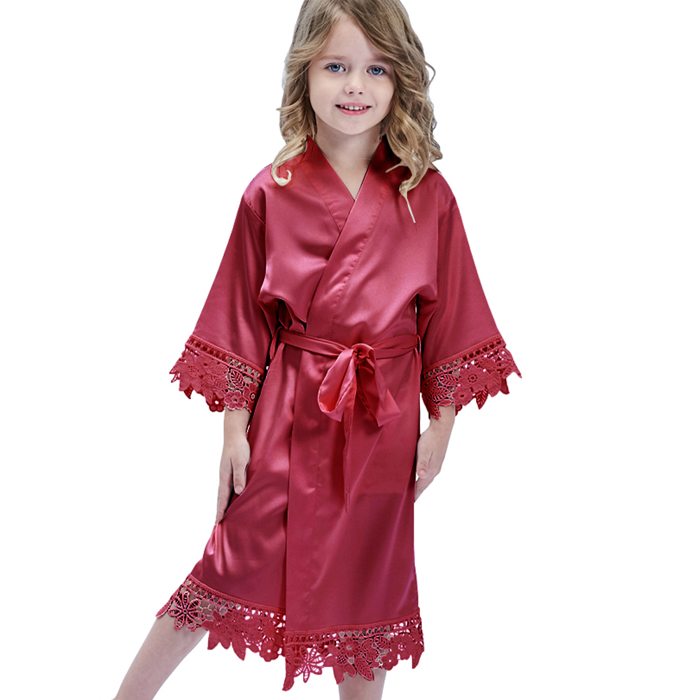 819  Kid Satin robe Children nightgown Children's lounge clothing Sleepwear