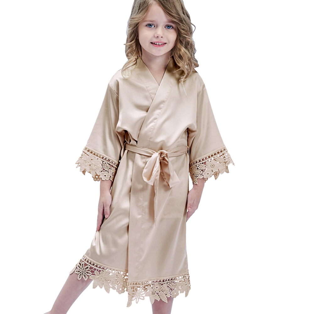 819  Kid Satin robe Children nightgown Children's lounge clothing Sleepwear