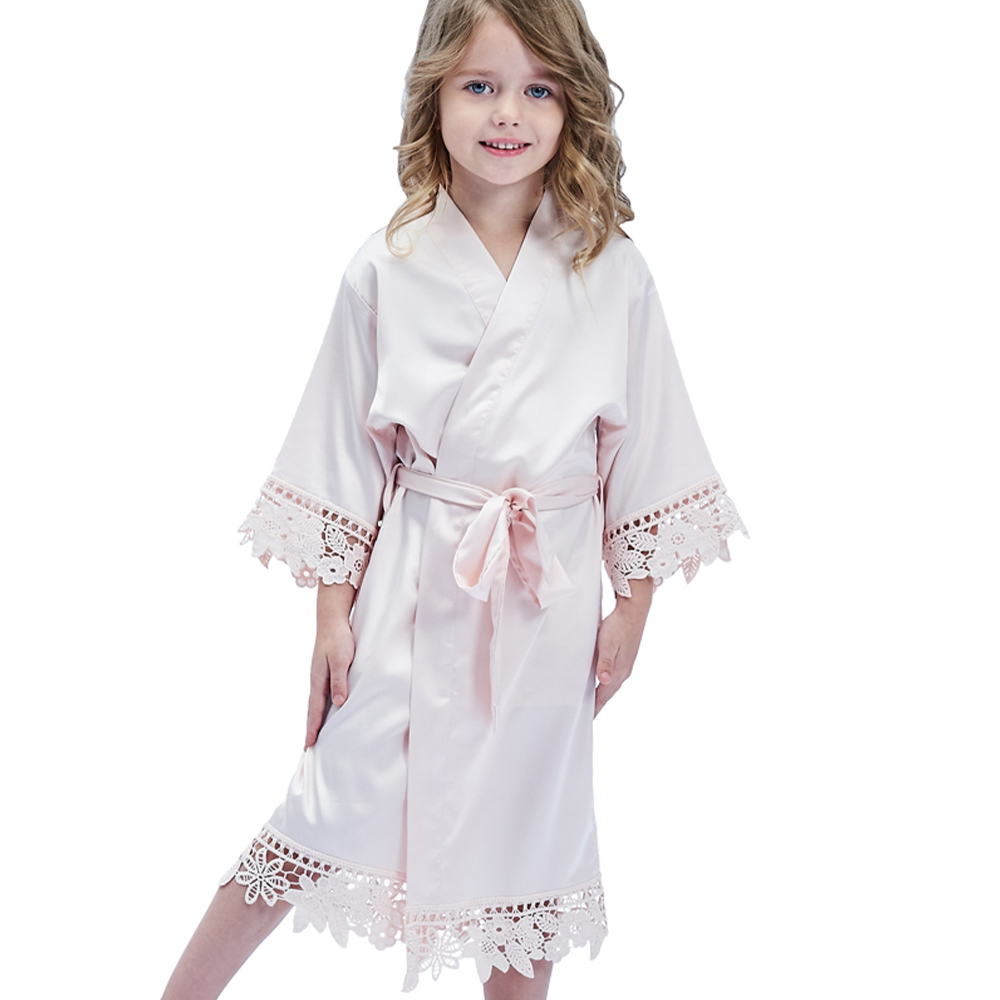 819  Kid Satin robe Children nightgown Children's lounge clothing Sleepwear