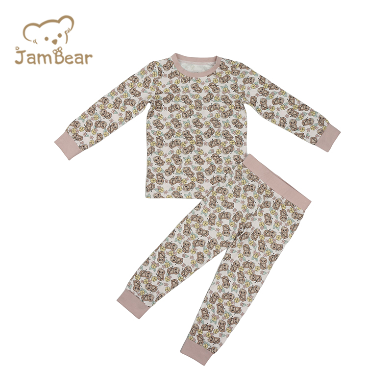 Organic bamboo children pyjamas printed sustainable sleeping pajamas for kids eco friendly kids sleepwear