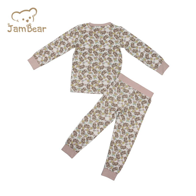 Organic bamboo children pyjamas printed sustainable sleeping pajamas for kids eco friendly kids sleepwear