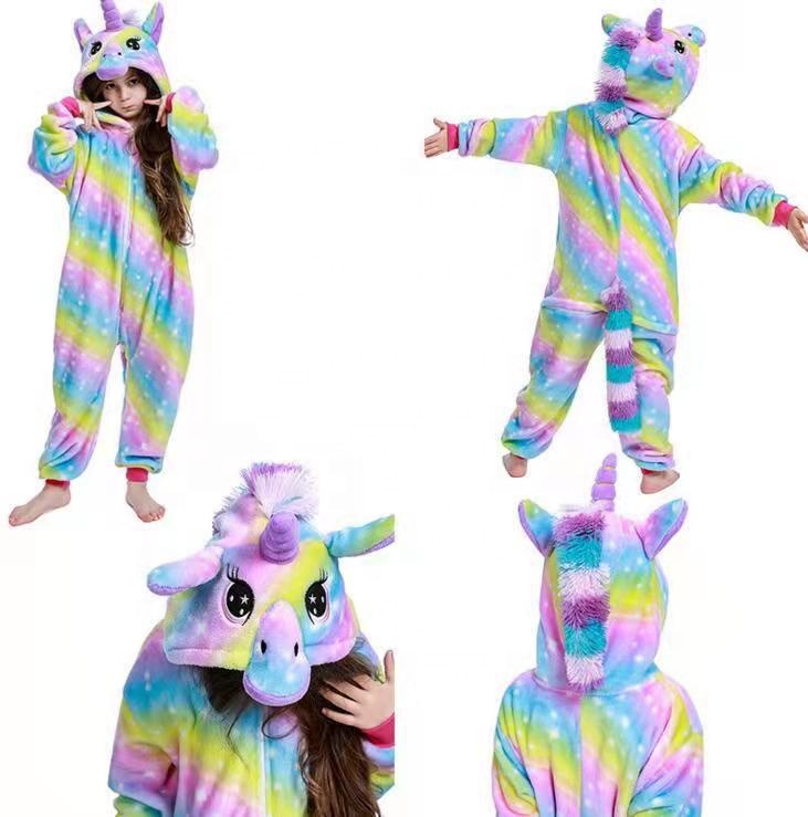 Winter Big Boys Girls Bath Robe kids Unicorn Hooded Flannel Sleepwear Lengthen Bathrobes for Teenage Kids Cartoon Pajama