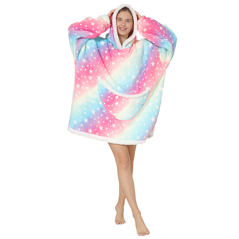 2023   Wearable Fleece Puffy Glow Giant Hoodie Blanket For Kids And Adult Sherpa Oversized Hooded