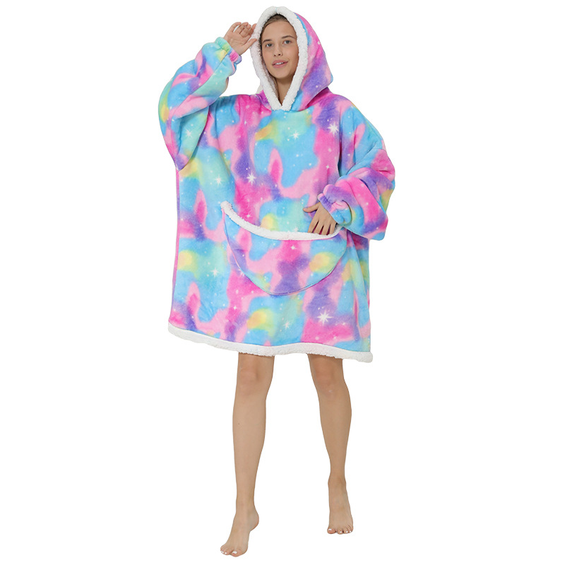 2023   Wearable Fleece Puffy Glow Giant Hoodie Blanket For Kids And Adult Sherpa Oversized Hooded