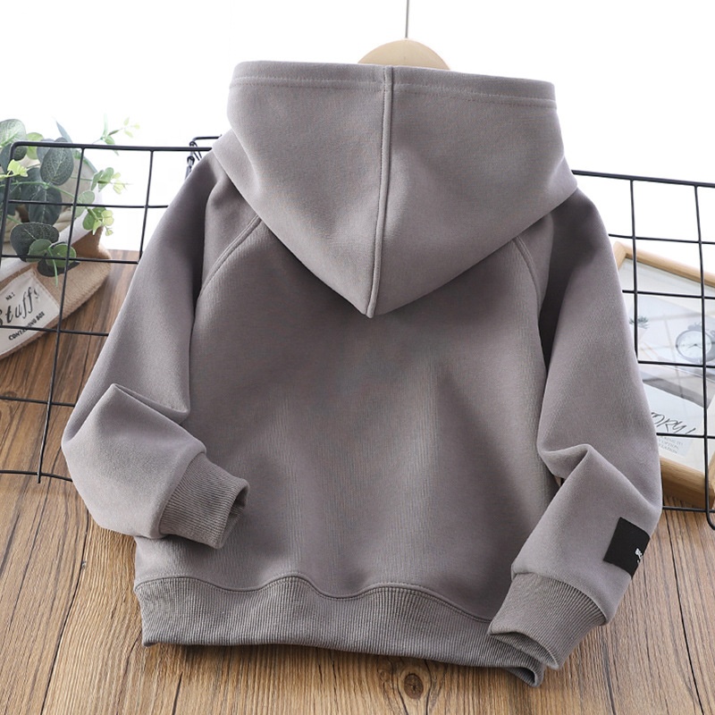  Fashion Embroidery Hooded Sweatshirt Youth Children High Quality Cotton Stringless Pullover Hoodie For Boys Ki