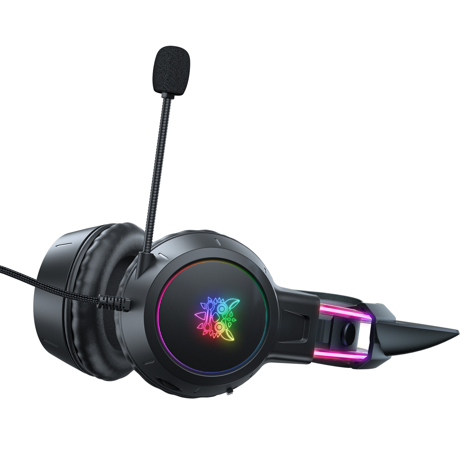 Cat Ear Style Over-ear Wired Gaming Headphone with Mic for Internet Bar Computer Earphone