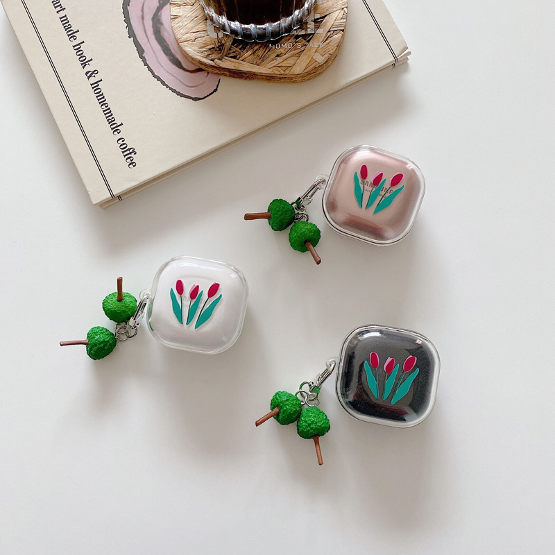 2021 New Flower Earphone Case for Samsung Buds Live CaseTransparent TPU shell Headphone With keychain