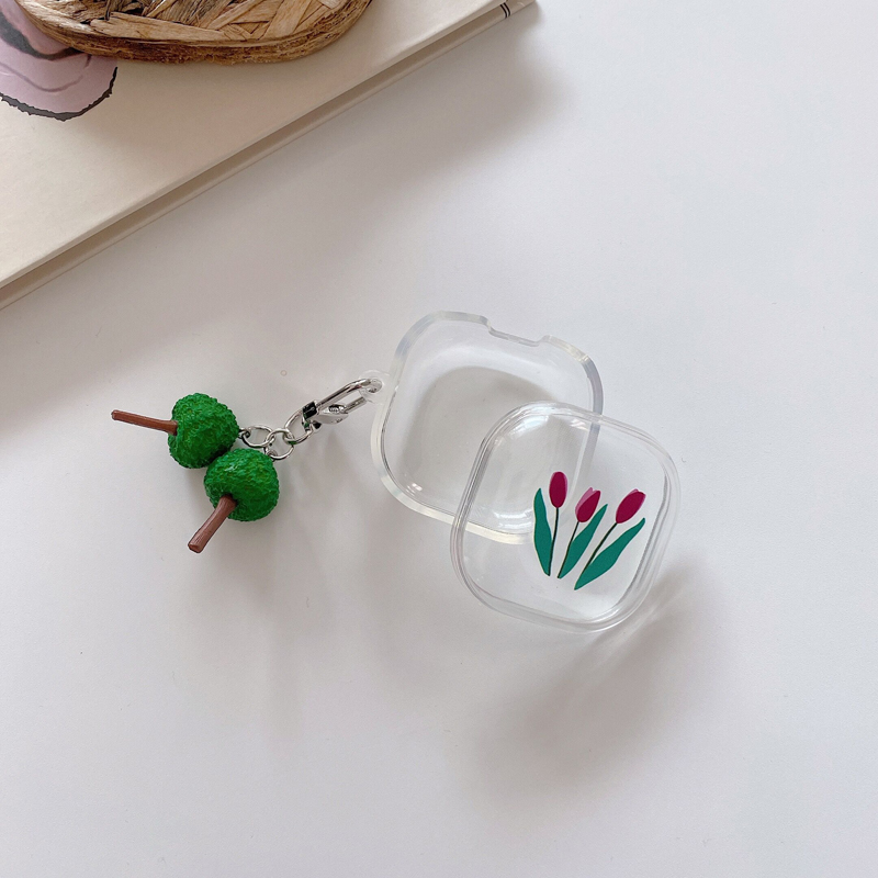 2021 New Flower Earphone Case for Samsung Buds Live CaseTransparent TPU shell Headphone With keychain