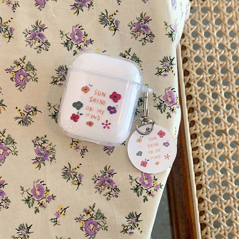 Tiktok Make Me Buy Cute Pattern Flower Wireless Earphone Case with  Keychain Pendant Shockproof Headphone Case Cov