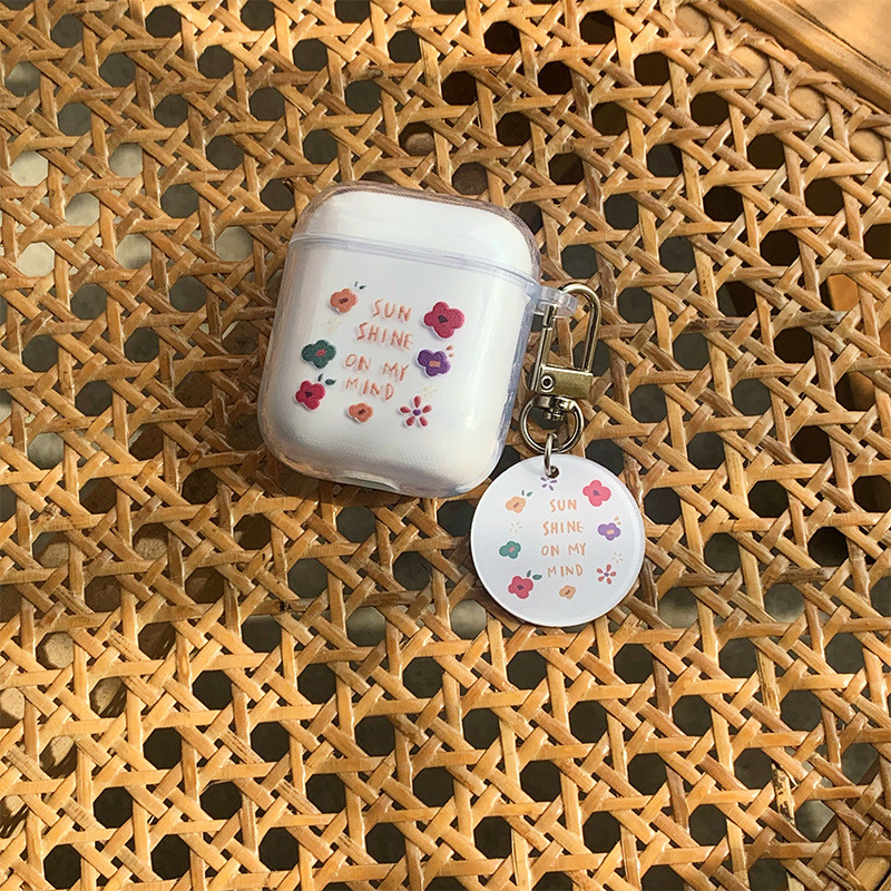 Tiktok Make Me Buy Cute Pattern Flower Wireless Earphone Case with  Keychain Pendant Shockproof Headphone Case Cov