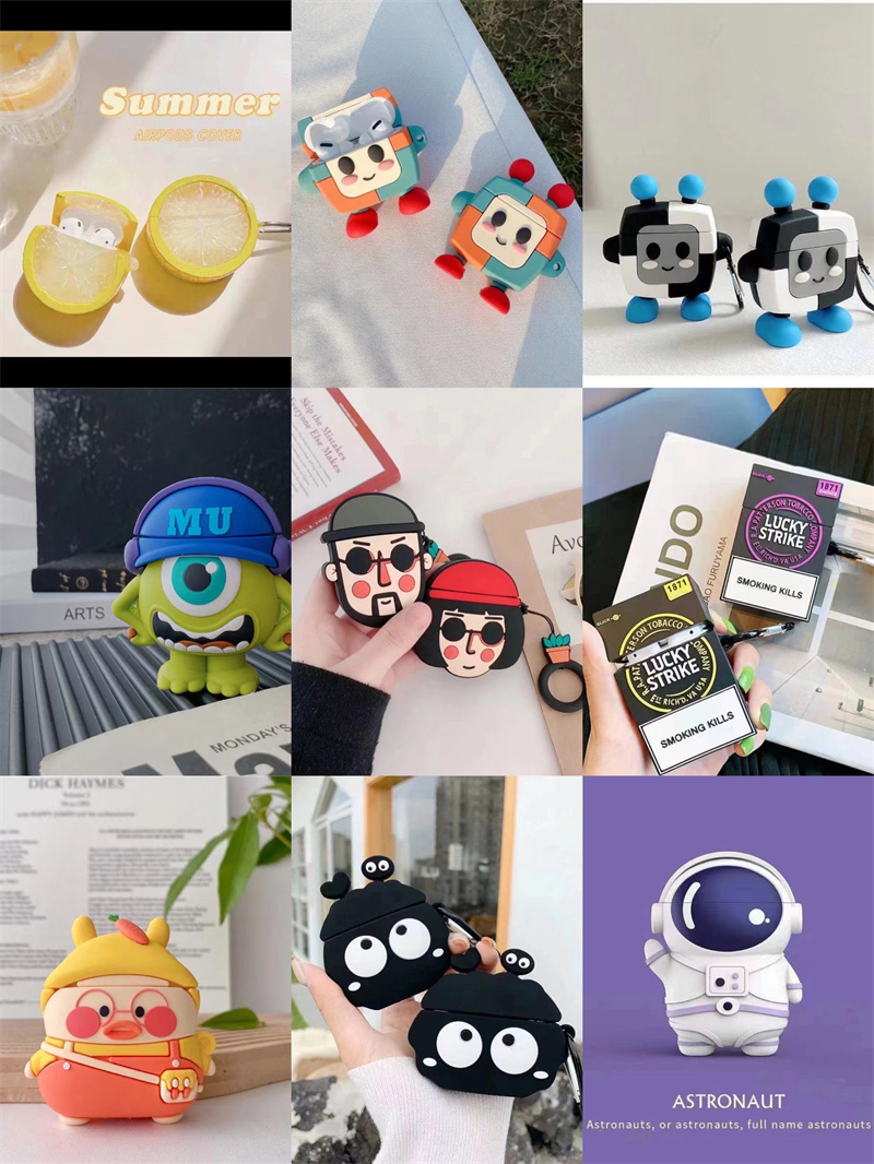 3D Cartoon Cute Wireless Earphone Case Silicone Charging Headphones Case Protective Cover Baby Yoda Case for AirPods 1 2