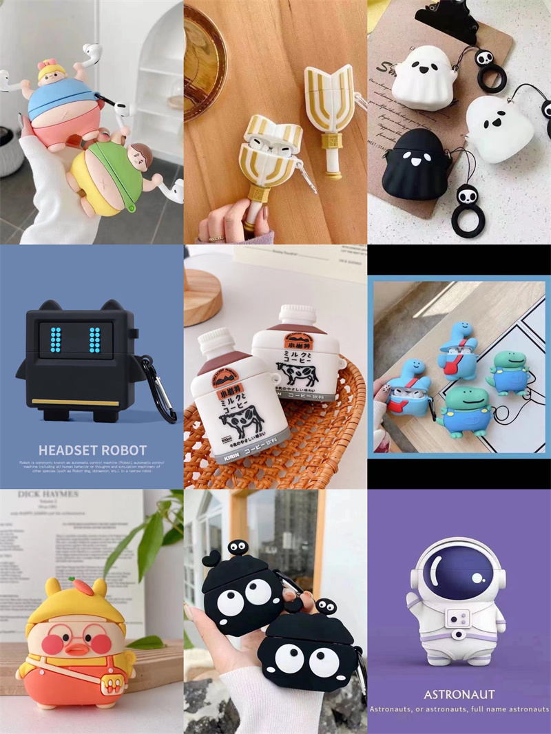 3D Cartoon Cute Wireless Earphone Case Silicone Charging Headphones Case Protective Cover Baby Yoda Case for AirPods 1 2