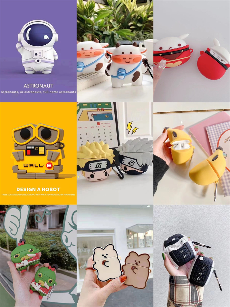 3D Cartoon Cute Wireless Earphone Case Silicone Charging Headphones Case Protective Cover Baby Yoda Case for AirPods 1 2