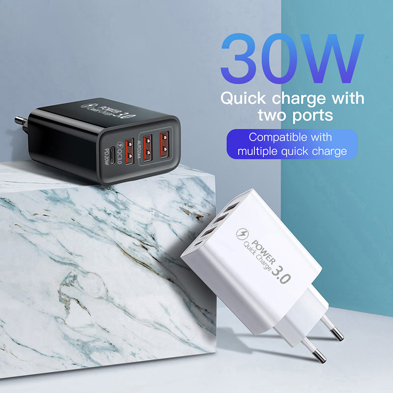 Travel Charger US Regulation EU Regulation UK Regulation 3USB+Type-C Charging Head 3USB+PD Multi-Mobile Phone Adt Charge