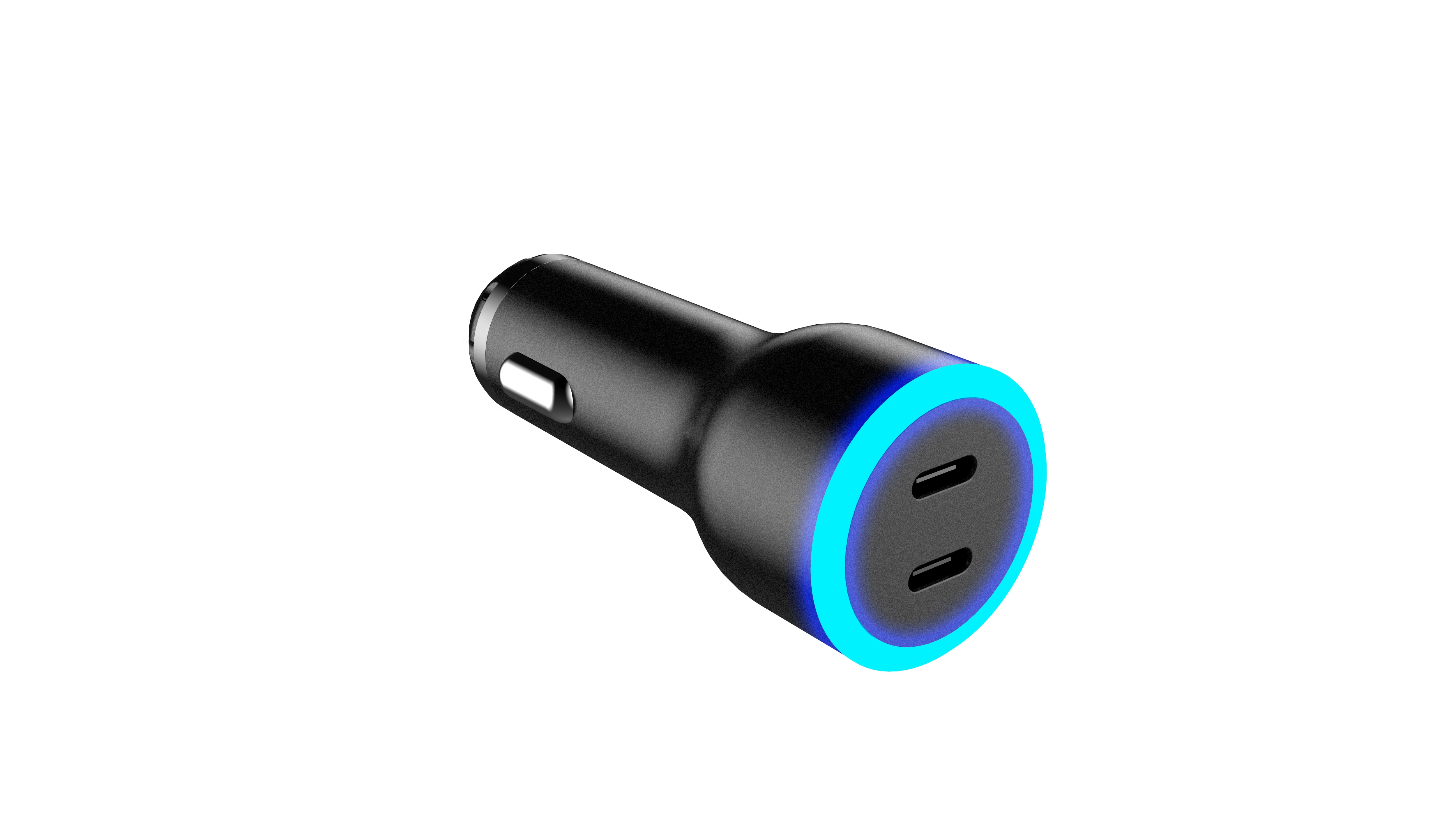 New 45W Dual Type C  USB A 2 Port Mobile Cell Phone Metal PD Fast Charging Power Adapter Car Charger