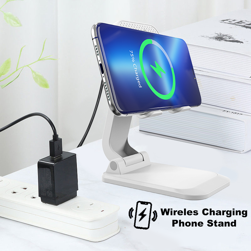 5W 10W 15W Foldable Mobile Phone Stand Anti-skidding Holder with Wireless Charging Table Smartphone Stands Charger Wirel
