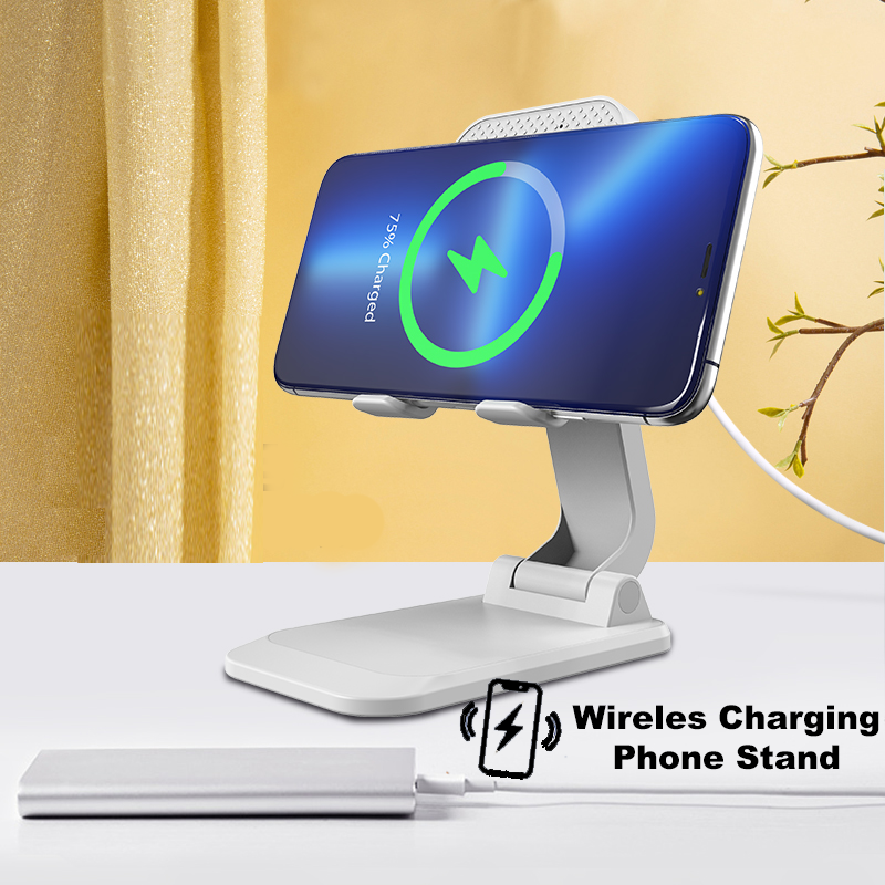 5W 10W 15W Foldable Mobile Phone Stand Anti-skidding Holder with Wireless Charging Table Smartphone Stands Charger Wirel