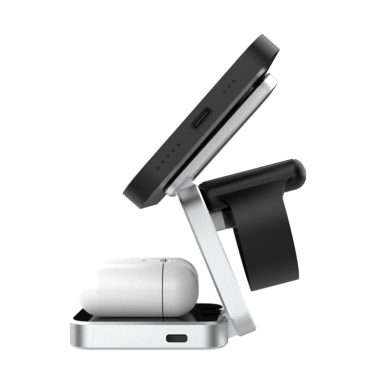 Portable Qi 15w 3 in 1 Foldable Wireless Charger Mobile Phone Holder Magnetic Magsafes Folding Fast Charging Station Sta