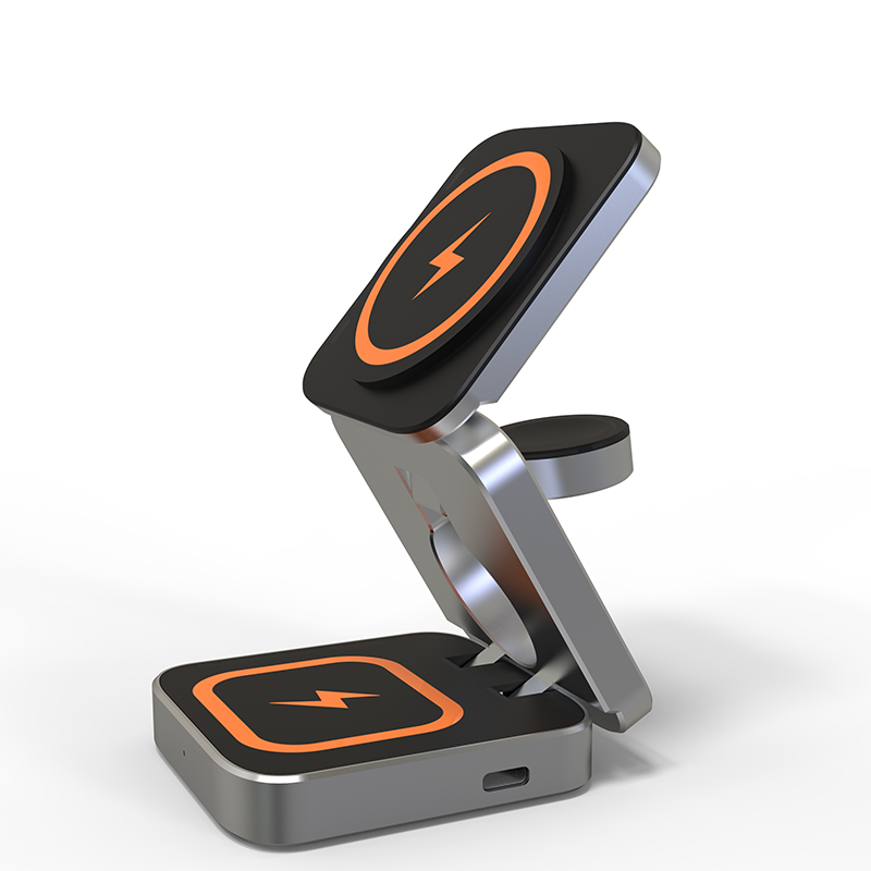 Portable Qi 15w 3 in 1 Foldable Wireless Charger Mobile Phone Holder Magnetic Magsafes Folding Fast Charging Station Sta