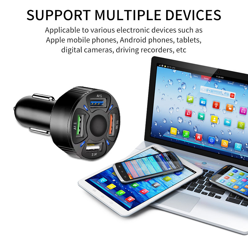 QC 3.0 4 Port USB Cargadores De Celulares Carga Rapida Carregador Celular Cellular Adapter Mobile Phone Charger Fast Car