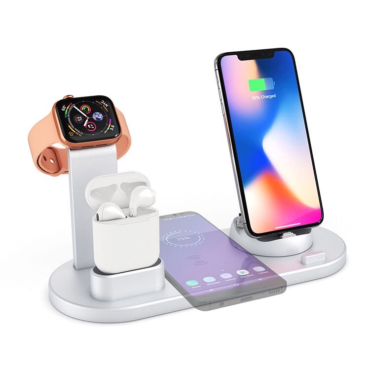 Smart phone wireless charger 5-in-1 multi-functional charging base For Apple watch mobile phone holder
