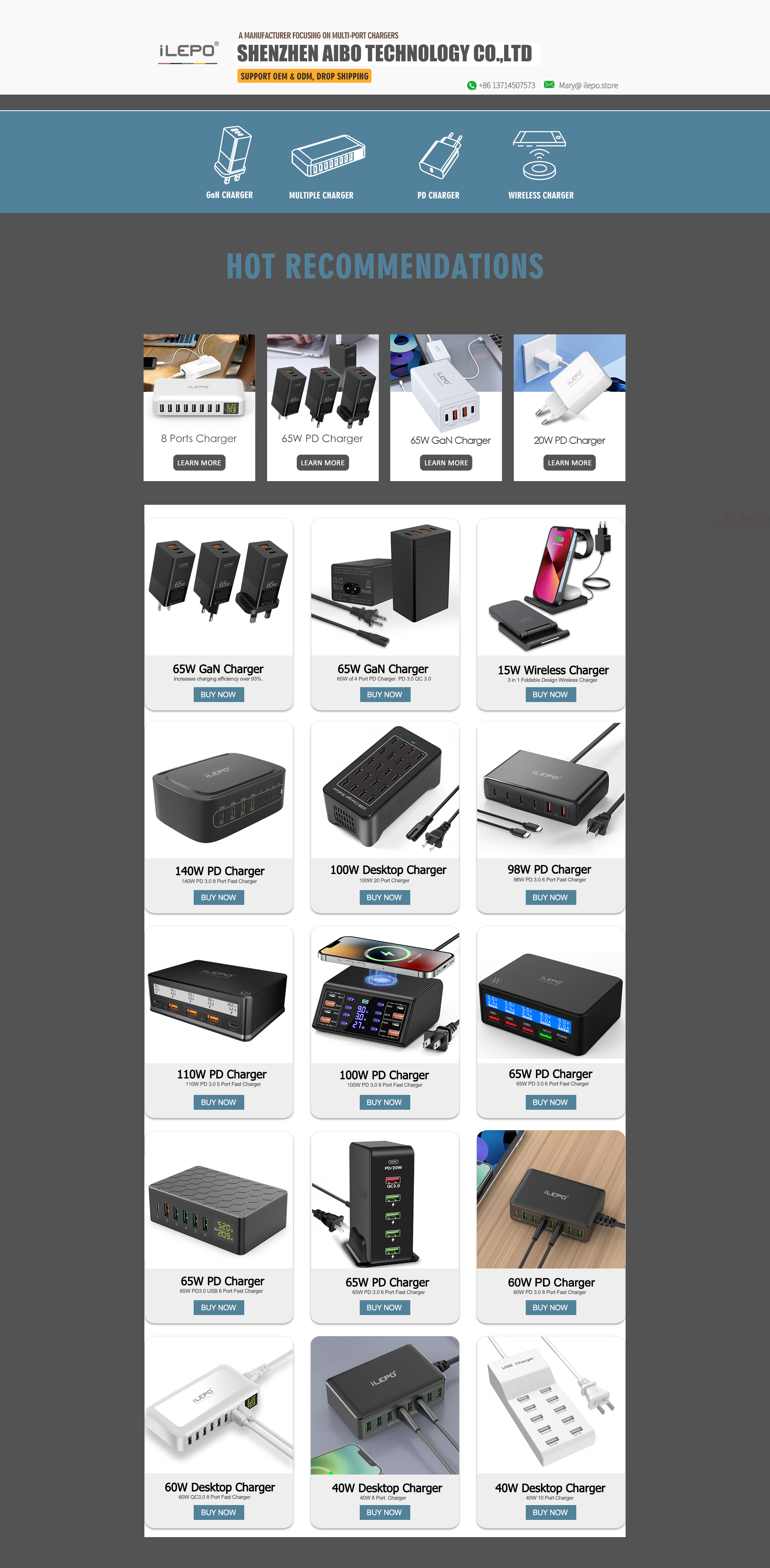 multifunction chargers High Power 100W 8-Ports CE/FCC/ROHS Multiple Usb C Charger Mobile Phone Charging Station