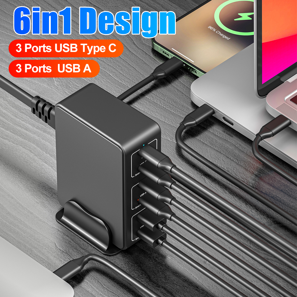 6-port Multifunctional 120W high power charger PD 65W fast charging USB multi-port mobile phone computer charger chargin