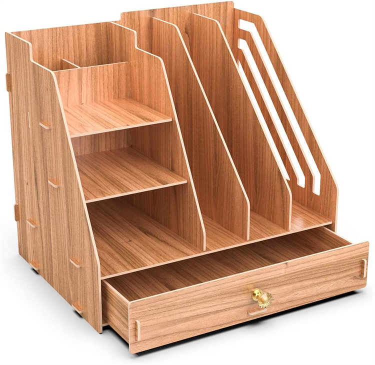 Tonsmile Hot Selling Modern Cherry Wooden Office A4 Stationery Desk Organiser