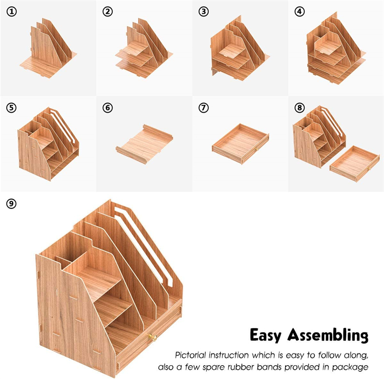 Tonsmile Hot Selling Modern Cherry Wooden Office A4 Stationery Desk Organiser