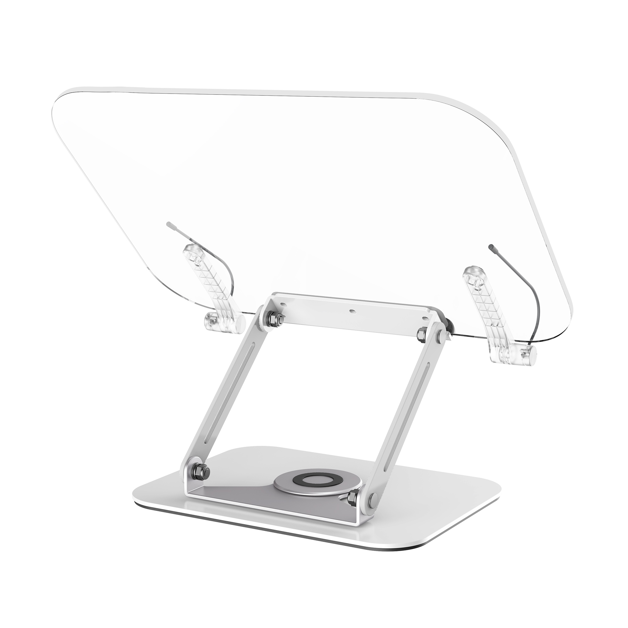 Boneruy R15 NEW Arrivals Metal Aluminum Alloy Transparent Clear Acrylic Reading Stand 360 Rotate Adjustable Folding Book