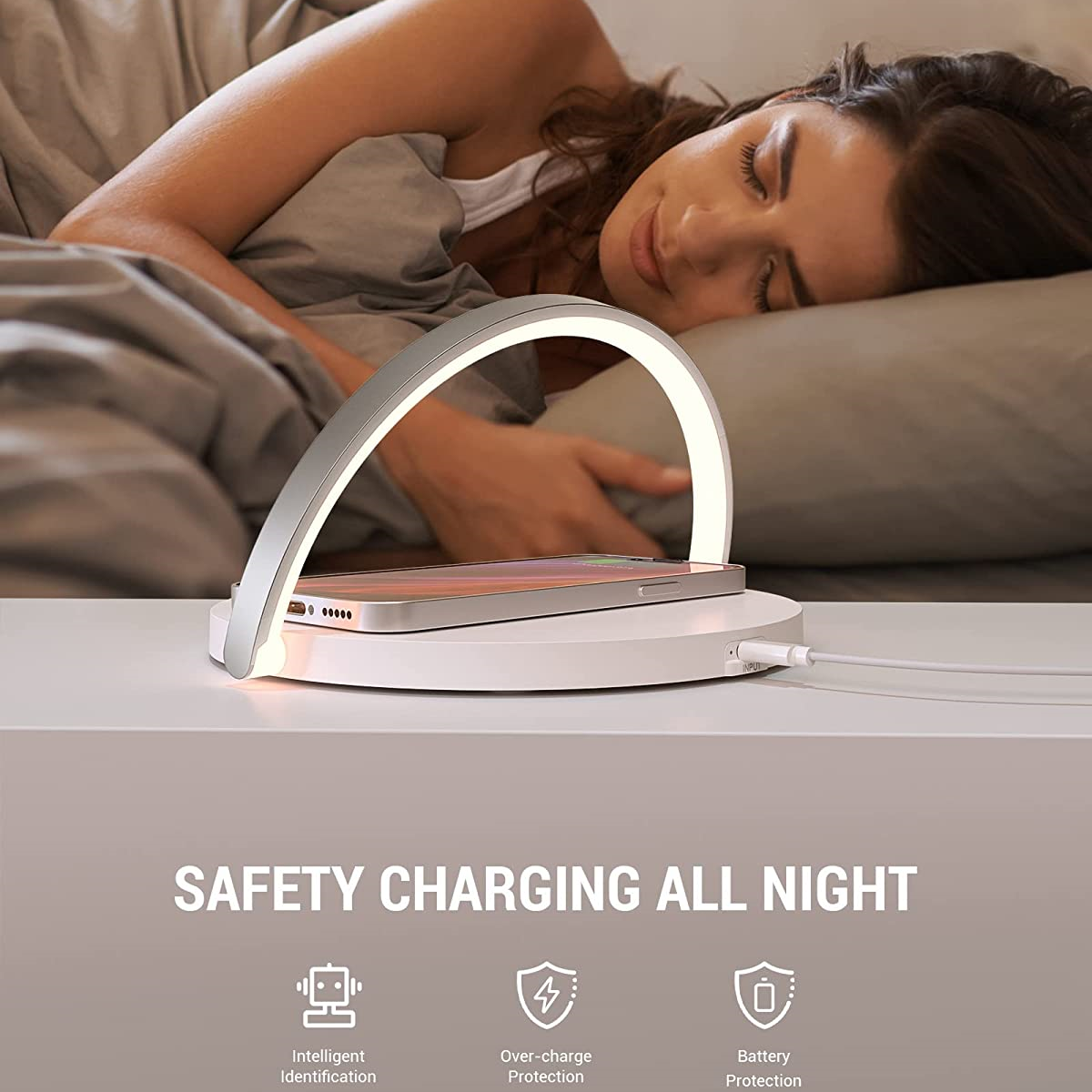 Office Home Use LED night light Fast charging mobile phone wireless charger accessories