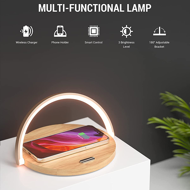 Office Home Use LED night light Fast charging mobile phone wireless charger accessories