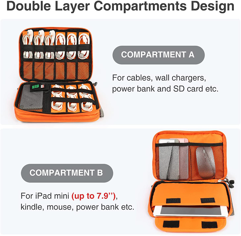Double Layer Electronic Organizer Multifunctional Case for Cable Portable Cord Organizer Travel Organizer Bag for Cable 