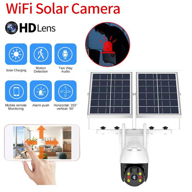 4G SIM Card 1080P Camera WIFI Solar Panel Battery Powered Smart Security Monitor Two-way Intrusion Alarm Outdoor CCTV CA