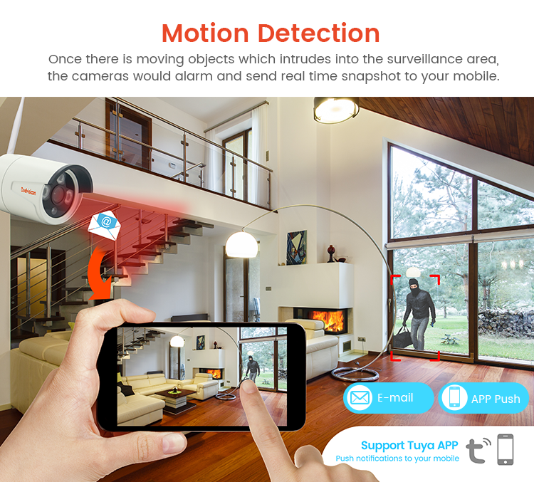 Home surveillance CCTV wireless system 4ch 8ch tuya smart wifi nvr kit outdoor 1080p 8 channel wireless security camera 