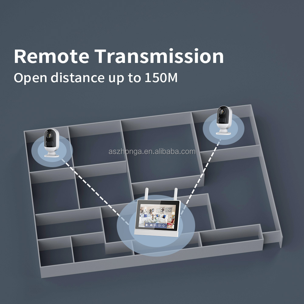 4CH Mini Smart Wireless Ip Network Security Home Surveillance CCTV Battery Camera System 3MP WiFi 7 Inch LCD Monitor Nvr