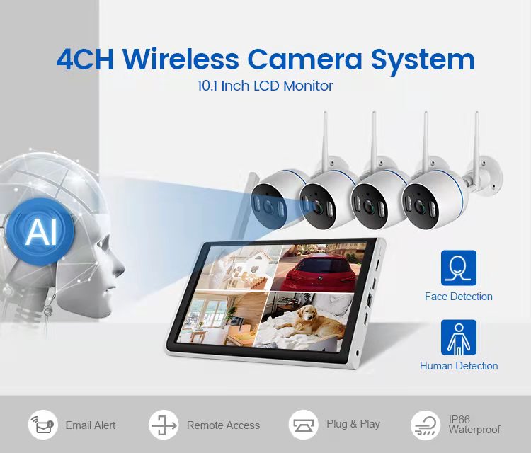 Loosafe Xmeye Smart 8Ch Wireless 1080P Nvr Kit With 10" Lcd Screen Monitor Security Cctv Camera System