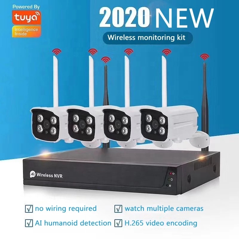 tuya wifi kit 8ch 2021 2mp 1080P Wireless NVR Kit Security System Camera surveillance camera CCTV IP camera