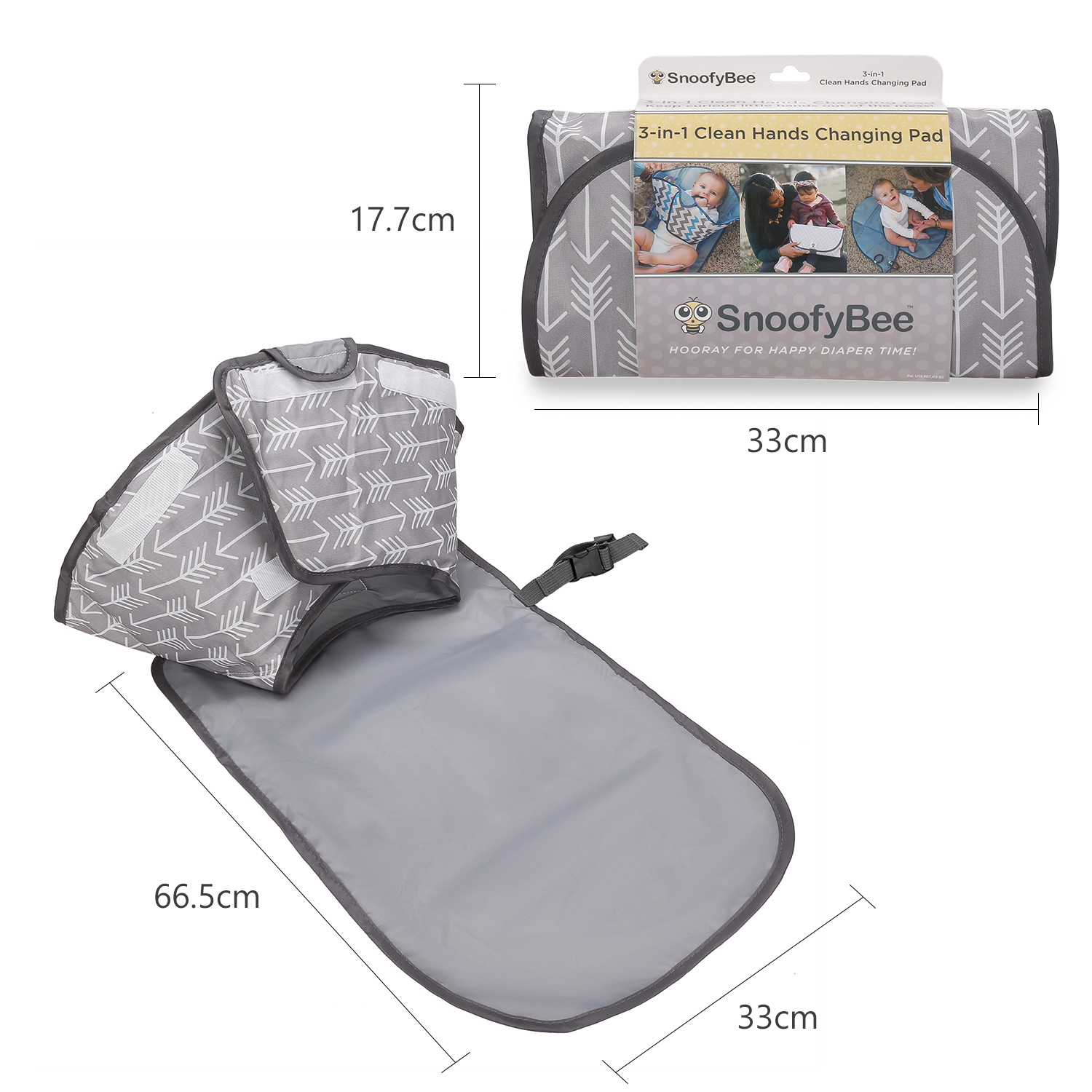 Portable 3-in-1 Diaper Clutch Changing Station Babies and Toddlers Clean Hands Baby Changing Pad