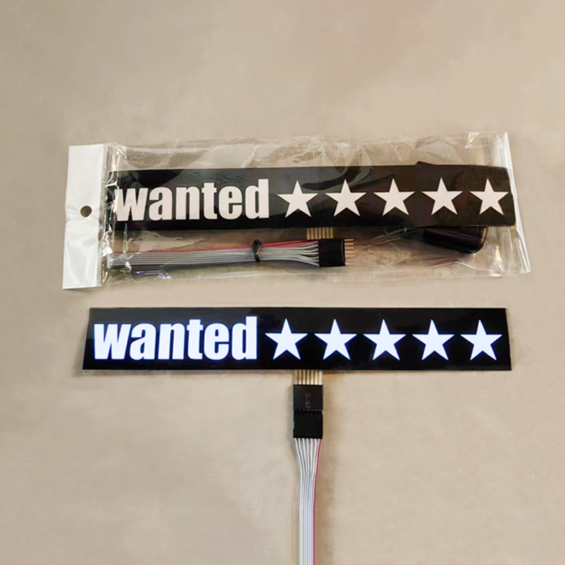 el light up led car window windshield stickers 5 stars wanted led light panel for car decoration