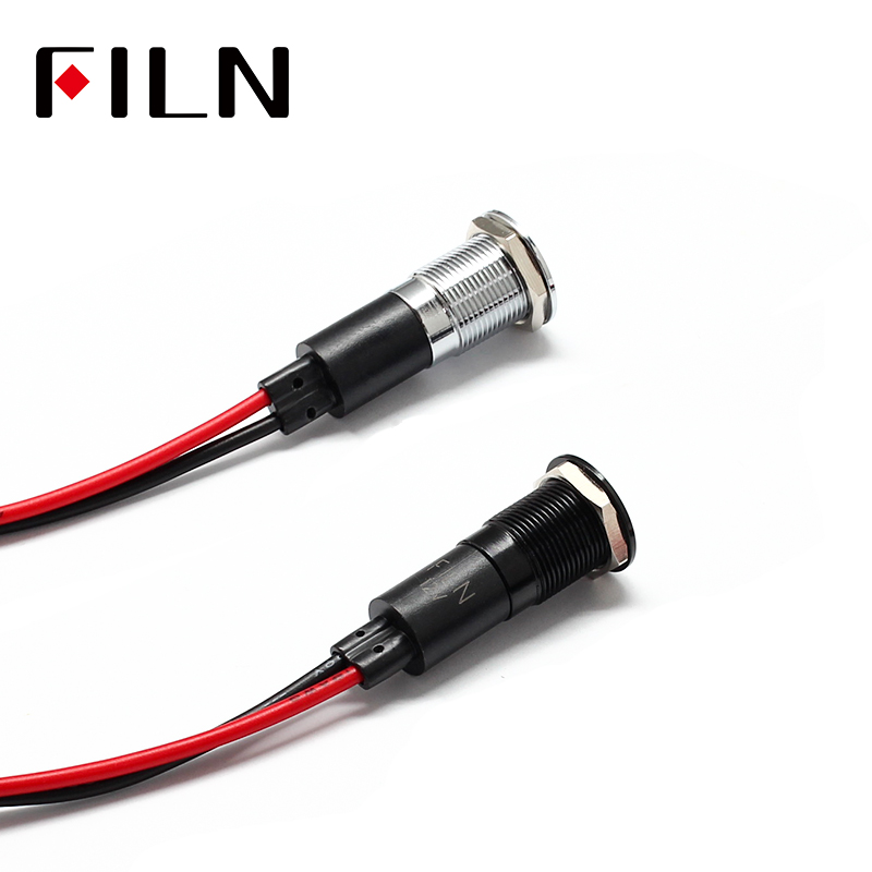 FILN 12V LED Car Boat LED Warning Dashboard Signal Lights Instrument Pilot light 12mm Waterproof Lamp Black Chrome finis