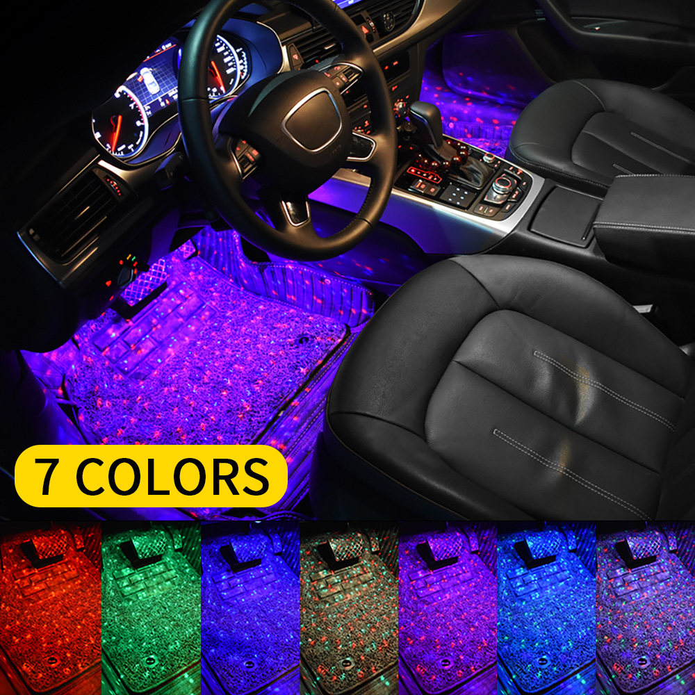 Car acrylic ambient lighting car led car foot light USB atmoephere star seat light 7 color voice control