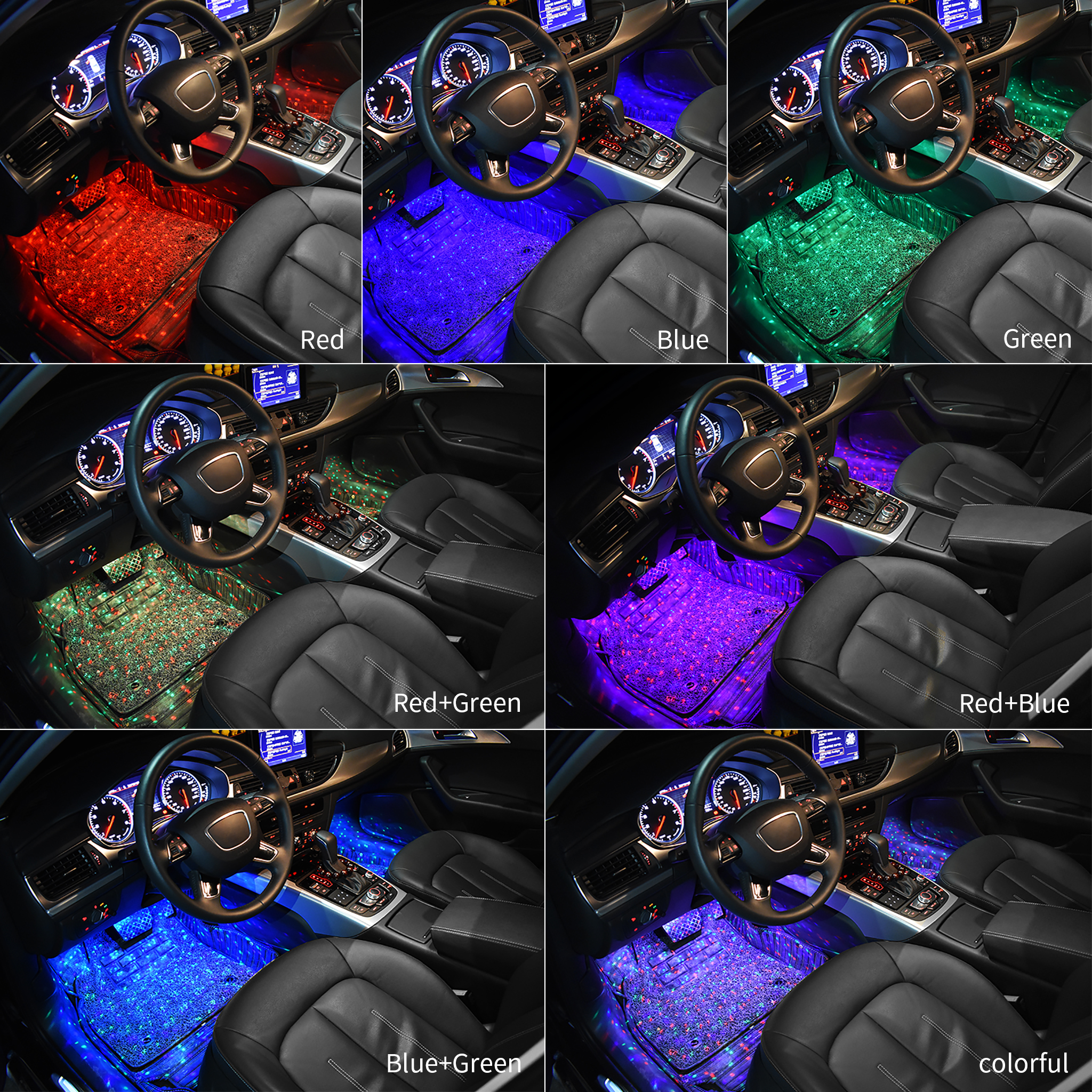 Car acrylic ambient lighting car led car foot light USB atmoephere star seat light 7 color voice control