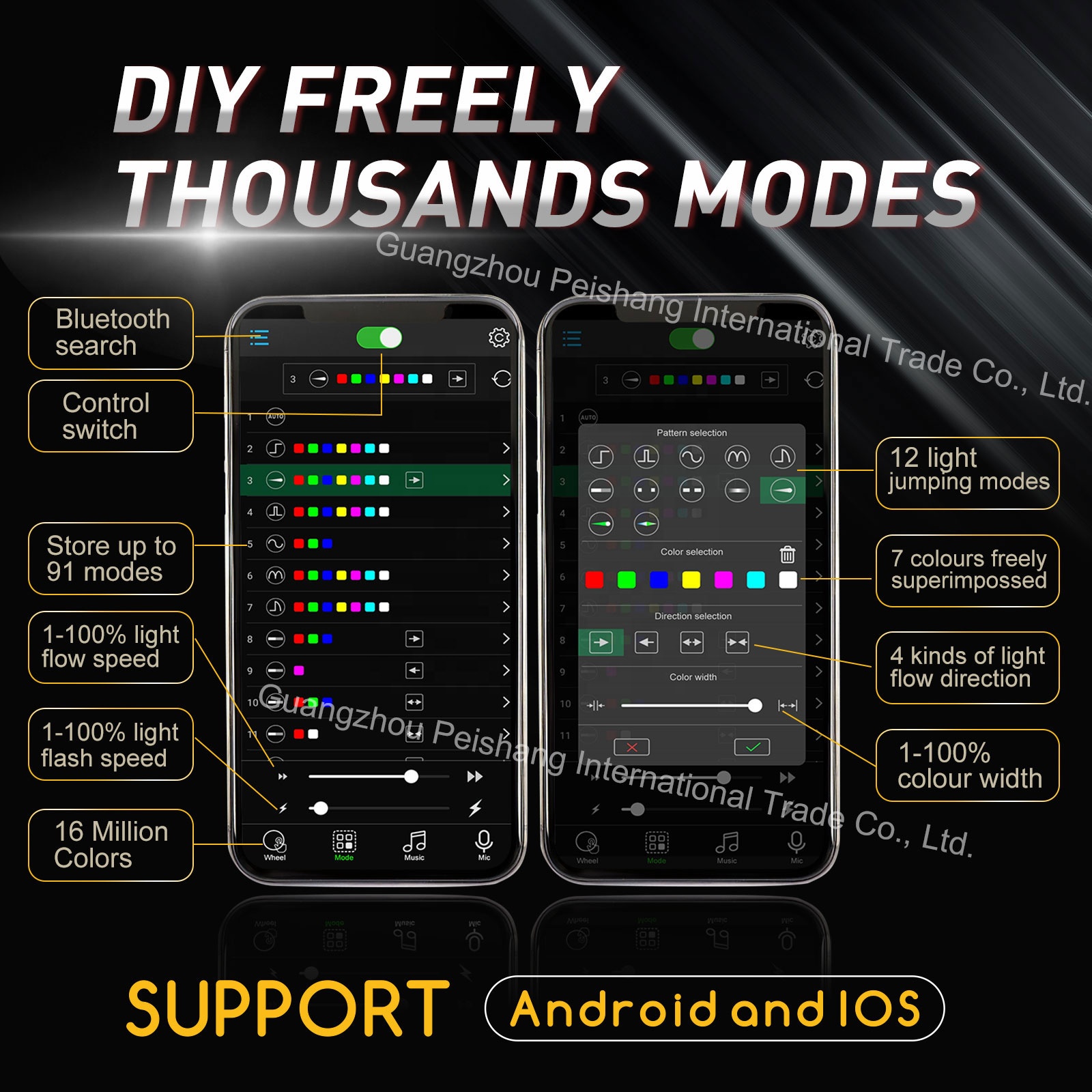 6PCS 154cm+64cm Flowing Chasing Color RGB Car Underglow Light Kit Neon Light Car Led Strip Lights