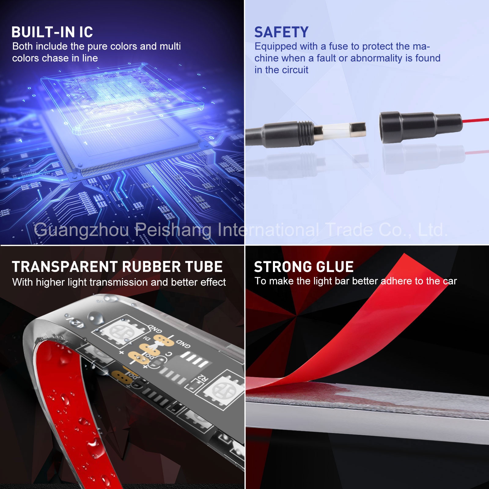 6PCS 154cm+64cm Flowing Chasing Color RGB Car Underglow Light Kit Neon Light Car Led Strip Lights